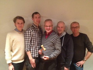 Christian Kollberg, Erik Mattsson, Fredrik Brandhorst, Leif Lundin och Stefan Ljungdahl. Hasse Holmberg och Jan Glevén saknas på bilden.